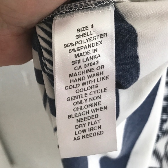 London Times Mini Dress navy Ivory Coastal Native V neck Sz 4 - Picture 6 of 7